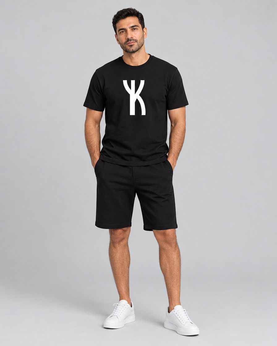 Crest Tee & Shorts Set in Black