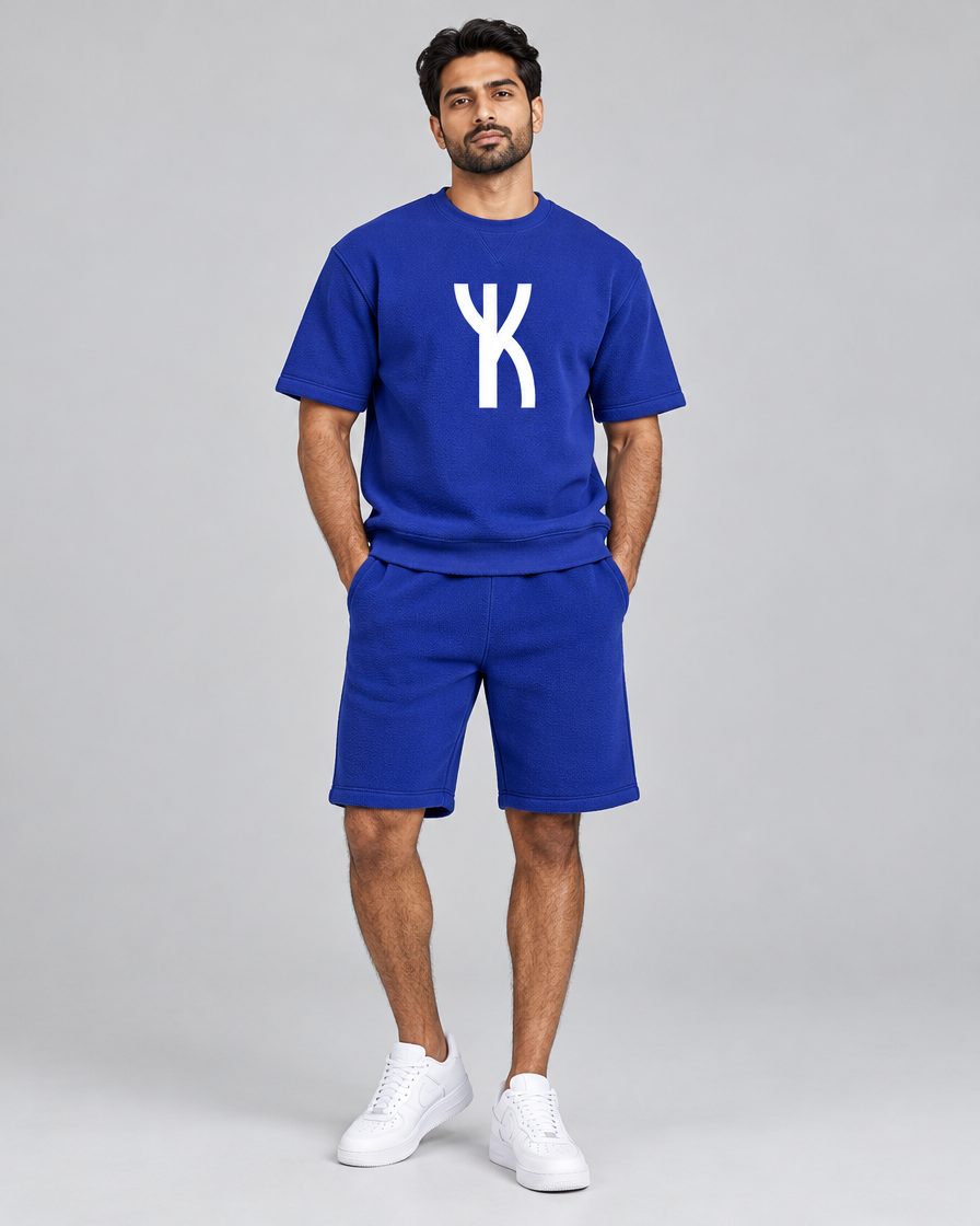 Crest Shorts Set in Royal Blue