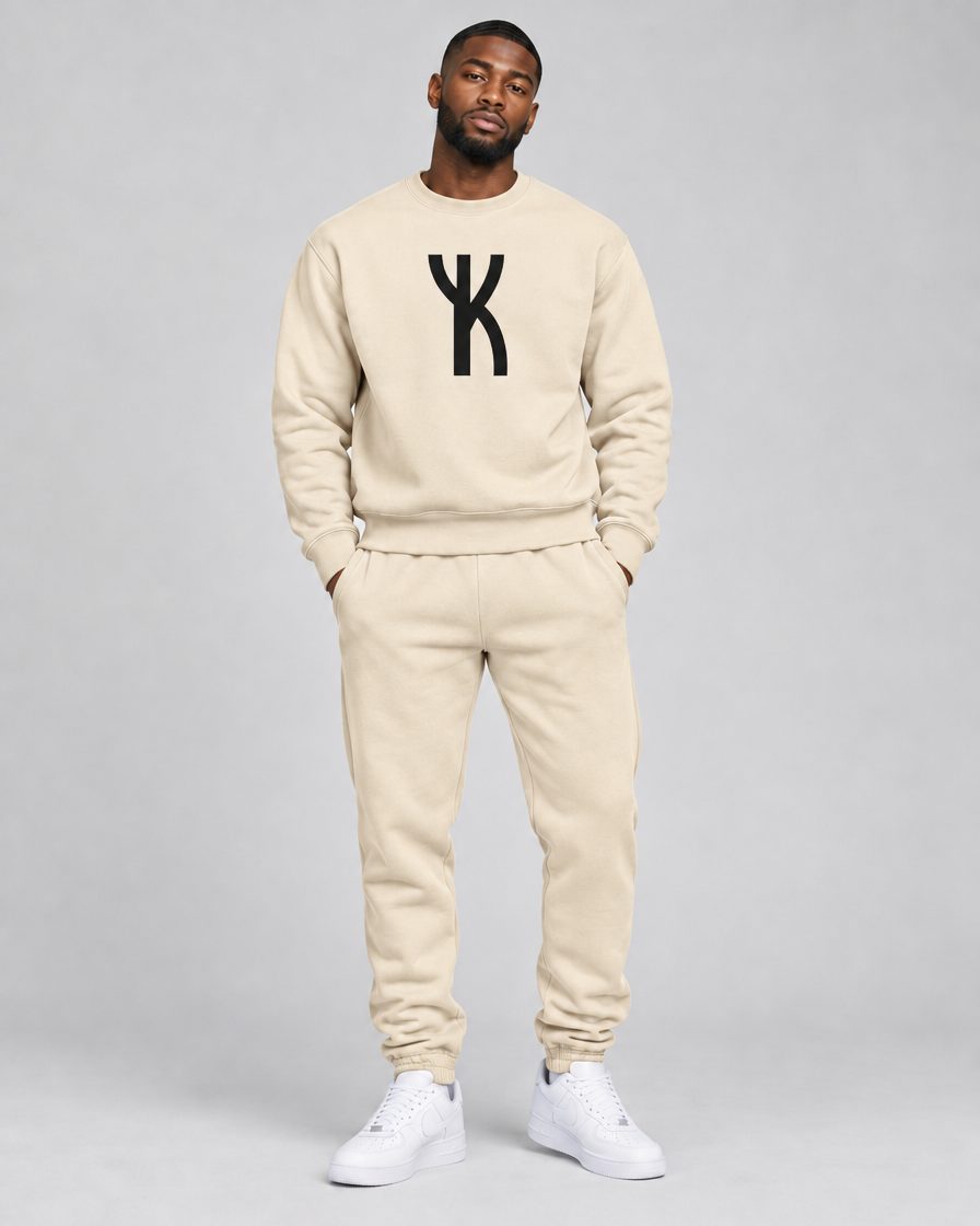 Crest Sweatsuit in Cream