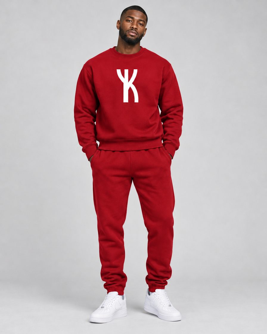 Crest Sweatsuit in Red